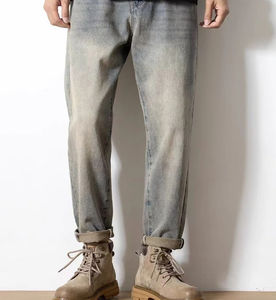 Pantalones Vaqueros Clásicos de Corte Recto, Lavados, con Estampado de Letras, Tela Suave, Cómodos para Uso Diario Informal, Moda Urbana - Product Image 4