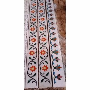 Modern Style Semi-Precious <b>Marble</b> Inlay Border Flooring for Villa Interiors Hotel Vanity Dining Polished Surface Finish - Product Image 3