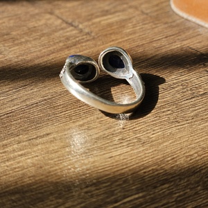 Wholesale Factory Supply Adjustable Unisex Silver Religious Jewelry Lapis <b>Garnet</b> Lightweight <b>Ring</b> for Weddings Parties - Product Image 3