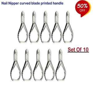 Juego de 10 pinzas para uñas de los pies con mango impreso curvo, cortaúñas encarnadas para Podología, acero inoxidable, grado quirúrgico Manual CE - Product Image 5