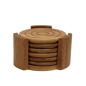 Hardware Striped Round 4-Pcs Wood <b>Coaster</b> Set, <b>Drink</b> <b>Coasters</b> for Coffee Table, Table Protection <b>Drink</b> <b>Coasters</b> for Farmhouse - Product Image 3