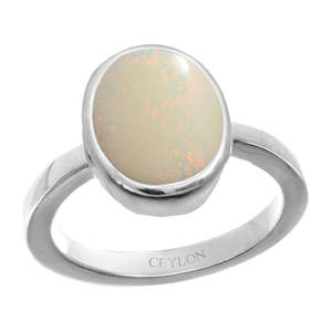 Elegante Anillo de Plata con Ópalo Australiano de 8.3 Quilates y Gemas de Ceilán para Uso Diario - Product Image 1