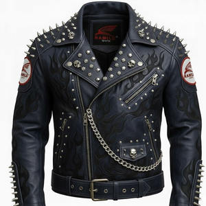 Chaqueta de Cuero Personalizada Más Popular, Chaqueta de Cuero Genuino de Piel de Vaca Natural para Hombre, Manga Larga, Chaleco de Motociclista a la Moda. - Product Image 2