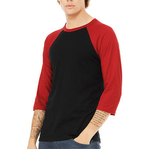 T-shirt de baseball personnalisé en coton épais 3/4 pour hommes - Product Image 4