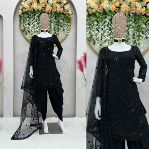 Traje paquistaní de alta calidad para mujer Eid Ramzan especial Salwar Kameez Dhoti estilo pantalón listo tradicional indio Natural - Product Image 6