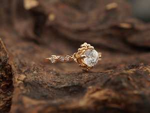 แหวนหมั้นทอง18K ทำด้วยมือสไตล์วินเทจของขวัญวันครบรอบปีที่ดีแบบดั้งเดิมไม่มีสี - Product Image 3