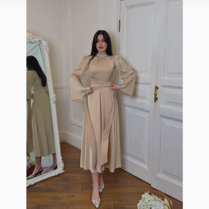 Abito Lungo Modesto per Donne Musulmane con Maniche Larghe in Tessuto Nida, Vita Regolabile e Lunghezza <span class=keywords><strong>alla</strong></span> Caviglia con Lacci in Vita - Product Image 4