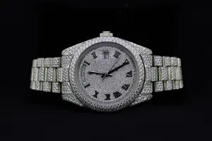 Montre entièrement sertie de diamants, montre hip-hop, montre en argent sterling 925 massif pour la mode masculine - Product Image 3