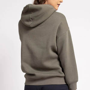 Sudadera con capucha de cuello redondo personalizada con logotipo bordado para mujer sudadera informal de cuello redondo de algodón de gran tamaño y sudaderas con capucha - Product Image 2