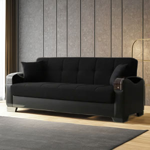 <b>Modern</b> Solid Wood Cover Three Seat Fabric <b>Sofa</b> <b>Bed</b> Set with Storage Wood Legs-High Quality Apartment/Villa Living Room Furniture - Product Image 1