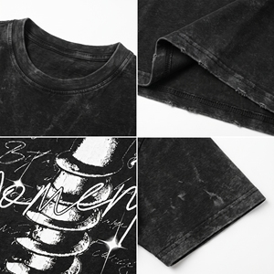 Custom Logo Oversized Men's Baggy Boxy Acid Washed Cotton T-Shirt Fashion Street Hip-Hop Vintage Fade Tee for Men - Product Image 6