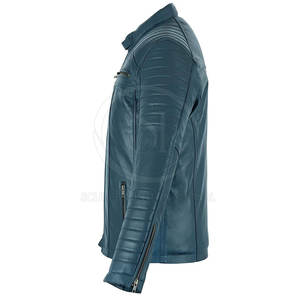 Vêtements de mode pour hommes, veste en cuir d'hiver, style streetwear, cuir de vachette de haute qualité, logo personnalisé, col montant, à capuche - Product Image 2