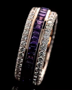 Bague Hip Hop Iced Out pour homme en argent sterling 925 plaqué or rose violet Baguette Moissanite Diamants Bague unique en gros - Product Image 3