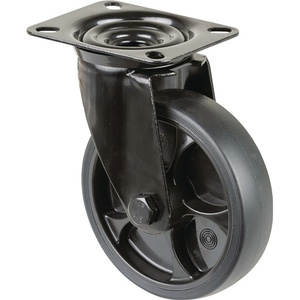 Rueda Giratoria para Muebles de 125 mm, Capacidad de Carga de 120 kg, Placa de Goma L104x80 mm, Negra, 1 Pieza, BS ROLLEN - Product Image 1