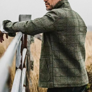 Abrigos para hombre a cuadros Chaqueta con botones de franela Vintage moda Casual camisa de gran tamaño abrigo cálido para hombre chaqueta Casual OEM chaquetas para hombre - Product Image 3