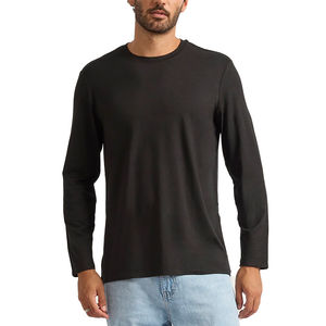 Camiseta de Manga Larga de Punto Ligero para Hombre, 100% Algodón, Cuello Redondo, Ropa Deportiva, Transpirable, de Secado Rápido, Cómoda, Nueva - Product Image 2