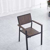 Chaise de jardin en aluminium avec assise et dossier en bois, fauteuil de patio extérieur pour restaurant, jardin, balcon