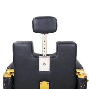 Sillón de Barbería Hidráulico Victoriano, Cuero Negro, Metal Dorado, Altura Ajustable, Mueble de Salón de Belleza - Product Image 6