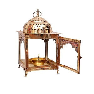 Handcrafted Brass Akhand Diya <b>Crystal</b> Oil Lamp Home Decor Tea Light Holder with Rope for Wall Decor Diwali Gifts Puja Lamp - Product Image 1