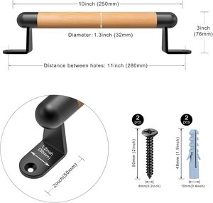 ชุดมือจับประตูไม้โอ๊ค12ชิ้นแบบทันสมัยพร้อมขายึดโลหะสำหรับรั้ว - Product Image 3