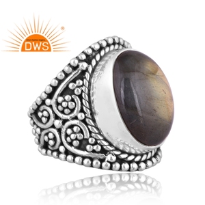 Latest Design Oxidized Sterling Silver Natural <b>Labradorite</b> Gemstone Statement <b>Ring</b> Custom Jewelry Manufacturer - Product Image 2