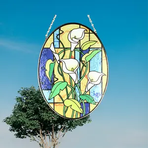 Finestra di vetro colorato di fiori autunnali appesa, regalo di inaugurazione della casa decorazione di Suncatcher di fiori