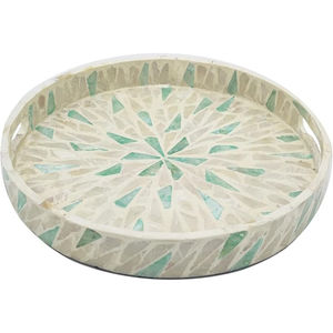 Premium Quality Mother of Pearl Inlay Round Tray Antique Table Food Snacks Serving Tray for Hotel Restaurant Table Organizer - Product Image 2