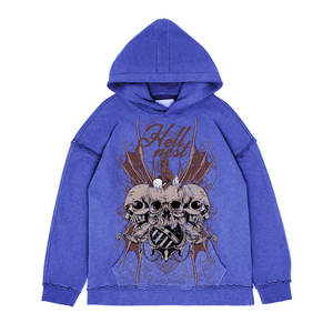 Sweat à capuche premium tendance en molleton de coton, effet vieilli, couleur unie, respirant, coupe classique, avec logo personnalisé, pour hommes et femmes, vente en gros, 100% coton - Product Image 2