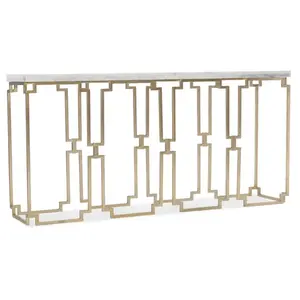 Mesa consola de lujo forma larga Color dorado mármol blanco diseño moderno único mejor calidad MDF hogar Hotel Villa decoración Venta caliente - Product Image 3
