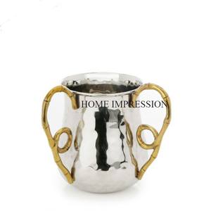 Taza de cerveza de agua potable de mula de Moscú con forma personalizada niquelada hecha a mano, taza de vaso de acero inoxidable con asas de latón dorado - Product Image 2