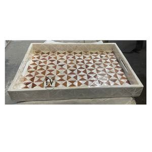 Nouvel arrivage Plateaux de service en bois fabriqués à la main écologiques avec incrustation de vadrouille Décorations de table au design unique Vente en gros du Vietnam - Product Image 4