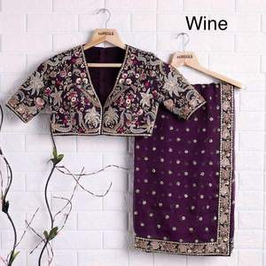 Boutique indienne Georgette tissu Sari pour Festival porter avec broderie Butti travail fantaisie exclusif Blouse la plupart des femmes fille - Product Image 6