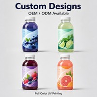 Op maat gemaakte blauwe bessen-munt drankfles etiketten, waterdichte vinyl zelfklevende stickerrol, UV digitale print voor sap en wijn