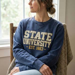 Sudadera con Capucha de Invierno Gruesa, Estilo Vintage, Lavado Ácido, Estampado 3D con Efecto Desgastado, Logotipo Universitario, Estilo Urbano Extragrande - Product Image 1