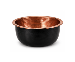 DIVRIS - Bañera Redonda de Cobre para Pedicura, Exterior Negro, Hecha a Mano, Cómoda, con Drenaje sin Tuberías, Modelo NJC-7503PC - Product Image 1