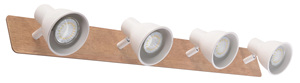 Miko series 4 <b>spotlight</b> strip, white and wood, GU10 (Jueric 10309) - Product Image 1