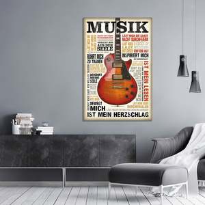 Modern Style Music Passion Poster <b>Canvas</b> Material with Black Frame for <b>Wall</b> Use - Product Image 2