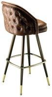 Le tabouret de bar évasé vente chaude tabouret de bar en bois et en métal brun or fini haut coussin en cuir blanc moderne avec dossier 2023