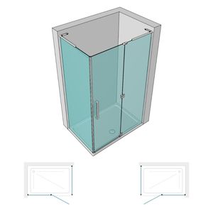 Cabina angolare regolabile da 8 mm con porta a battente genziana BMA13301/02 formato 80X100X200h versione per spazi doccia personalizzati - Product Image 2