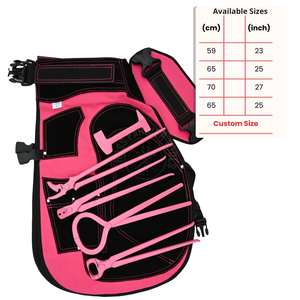 Kit d'outils de maréchal-ferrant rose personnalisé avec tablier et jambières en cuir, pince à sabots, tire-clous, clincher, testeur de sabots et tampon, boucle réglable - Product Image 3