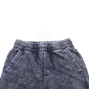 Shorts décontractés pour hommes avec poches 100% coton avec cordon de serrage taille élastique Short de survêtement d'été motif solide brodé - Product Image 3