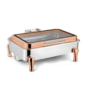 Plato de frotamiento de alimentos con marco de Metal con acabado negro para Hotel y restaurantes Diseño martillado Tapa de cobre Plato de frotamiento para mantener la comida - Product Image 5