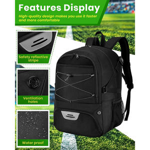 Mochila de fútbol duradera con bolsillo de bola con logotipo personalizado y características de marca para equipos atletas o promociones de clubes - Product Image 4