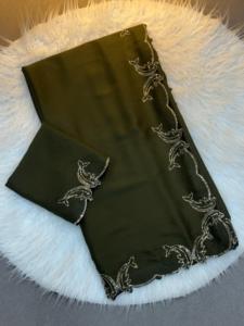 Sari suave puro recién lanzado con borde de corte de trabajo de diamante perfecto para todas las ocasiones - Product Image 6