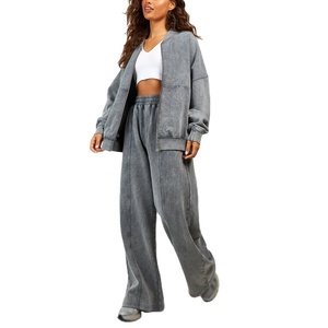 Survêtement délavé à l'acide pour femmes avec impression de logo entièrement personnalisé, survêtement délavé à l'acide pour femmes 2026 - Product Image 4