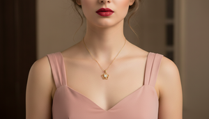 Women's 14K Gold & Natural Diamond Modern Gold Finish Rosette <b>Crystal</b> <b>Pendant</b> - Product Image 5