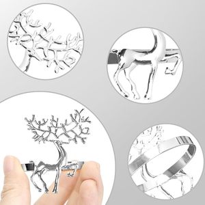 Luxe noël renne serviette anneau argent métal décoration de Table mariages fêtes de noël Thanksgiving dîners papier bois - Product Image 1