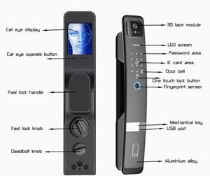 Ready To Ship New Design Remote Capture with <b>Camera</b> Key Fingerprint Smart <b>Door</b> Lock Tuya WiFi Smart Lock Face Recognition Smart - Product Image 1