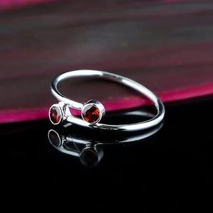 Anillo de granate natural hecho a mano 925 plata esterlina sólida Color rojo forma redonda 925 Plata estampada anillo de joyería de plata hecho a mano - Product Image 3