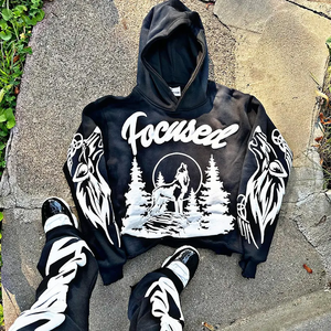 Zip complet us Luxe Unisexe 100% Coton Puff Hoodies, Personnalisé 3D Puff Print Hoodie ,Custom thermique Hoodies Puff Print Haute Qualité - Product Image 6